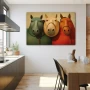 Wall Art titled: Equine Confessions in a Horizontal format with: Red, Green, and Beige Colors; Decoration the Kitchen wall