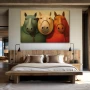 Wall Art titled: Equine Confessions in a Horizontal format with: Red, Green, and Beige Colors; Decoration the Bedroom wall