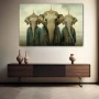 Wall Art titled: Majestic Trio in a Horizontal format with: Grey, and Monochromatic Colors; Decoration the Sideboard wall