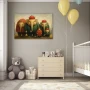 Wall Art titled: Humble Gluttons in a Horizontal format with: Grey, Red, and Green Colors; Decoration the Baby wall