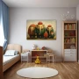 Wall Art titled: Humble Gluttons in a Horizontal format with: Grey, Red, and Green Colors; Decoration the Nursery wall
