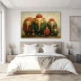Wall Art titled: Humble Gluttons in a Horizontal format with: Grey, Red, and Green Colors; Decoration the Bedroom wall