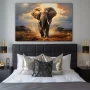 Wall Art titled: Majestic March in a Horizontal format with: Grey, and Brown Colors; Decoration the Bedroom wall