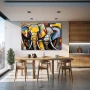Wall Art titled: Guardians of the Fortress in a Horizontal format with: Yellow, and Grey Colors; Decoration the Kitchen wall