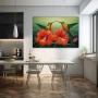 Wall Art titled: Whispers of Chlorophyll in a Horizontal format with: Orange, Green, and Vivid Colors; Decoration the Kitchen wall
