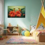 Cuadro Susurros de Clorofila en formato horizontal con colores Naranja, Verde, Vivos; Decorando pared de Dormitorio Infantil