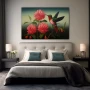 Wall Art titled: Whispers in Crimson in a Horizontal format with: Pink, Green, and Vivid Colors; Decoration the Bedroom wall