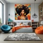 Wall Art titled: Spring Essence in a Square format with: Blue, Orange, and Vivid Colors; Decoration the Teenage wall