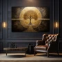 Wall Art titled: Eternal Roots in a Horizontal format with: Golden, and Brown Colors; Decoration the Living Room wall