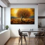 Wall Art titled: Breath of Sun and Earth in a Horizontal format with: Yellow, Golden, and Brown Colors; Decoration the Kitchen wall