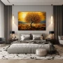Wall Art titled: Breath of Sun and Earth in a Horizontal format with: Yellow, Golden, and Brown Colors; Decoration the Bedroom wall