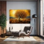 Wall Art titled: Breath of Sun and Earth in a Horizontal format with: Yellow, Golden, and Brown Colors; Decoration the Living Room wall