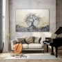 Wall Art titled: Echoes of Genesis in a Horizontal format with: white, Grey, and Monochromatic Colors; Decoration the Living Room wall