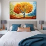 Wall Art titled: Chromatic Vital Effluvia in a Horizontal format with: Sky blue, and Orange Colors; Decoration the Bedroom wall