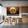 Wall Art titled: The Dawn of Life in a Horizontal format with: Golden, and Brown Colors; Decoration the Kitchen wall