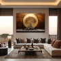 Wall Art titled: The Dawn of Life in a Horizontal format with: Golden, and Brown Colors; Decoration the Living Room wall