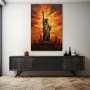 Wall Art titled: Aurora of Hope in a Vertical format with: Yellow, and Brown Colors; Decoration the Sideboard wall