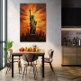Wall Art titled: Aurora of Hope in a Vertical format with: Yellow, and Brown Colors; Decoration the Kitchen wall