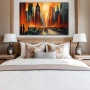 Wall Art titled: Metropolitan Twilight in a Horizontal format with: Yellow, and Orange Colors; Decoration the Bedroom wall