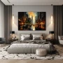 Wall Art titled: The Heartbeat of the Big Apple in a Horizontal format with: Yellow, Golden, and Brown Colors; Decoration the Bedroom wall