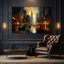 Wall Art titled: The Heartbeat of the Big Apple in a Horizontal format with: Yellow, Golden, and Brown Colors; Decoration the Living Room wall