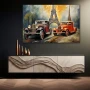 Wall Art titled: Elegance in Motion in a Horizontal format with: Grey, and Orange Colors; Decoration the Sideboard wall