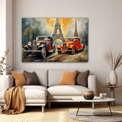 Wall Art titled: Elegance in Motion in a Horizontal format with: Grey, and Orange Colors; Decoration the White Wall wall