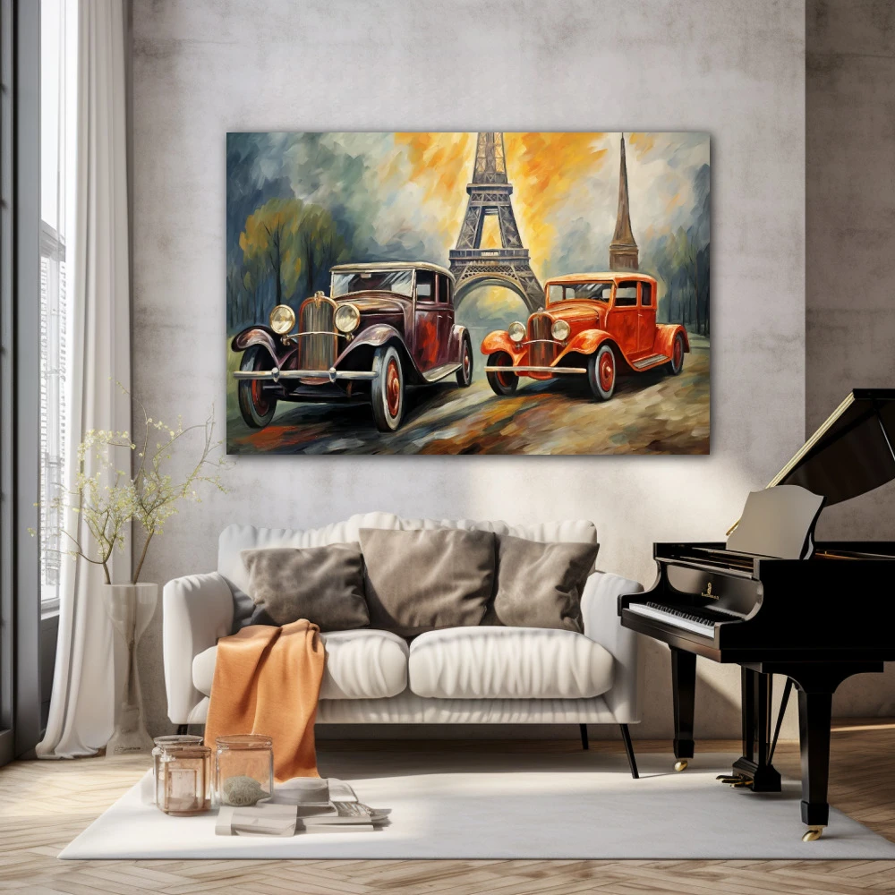Wall Art titled: Elegance in Motion in a Horizontal format with: Grey, and Orange Colors; Decoration the Living Room wall