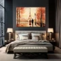 Wall Art titled: Lovers under the Ochre in a Horizontal format with: Brown, and Monochromatic Colors; Decoration the Bedroom wall
