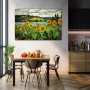 Wall Art titled: Sentinels of the Dawn in a Horizontal format with: Blue, Orange, Green, and Vivid Colors; Decoration the Kitchen wall