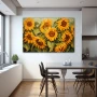 Wall Art titled: Dancers of the Light in a Horizontal format with: Mustard, Green, and Vivid Colors; Decoration the Kitchen wall