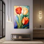 Wall Art titled: Spring Mirage in a Vertical format with: Yellow, Orange, and Beige Colors; Decoration the Bathroom wall