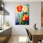 Wall Art titled: Spring Mirage in a Vertical format with: Yellow, Orange, and Beige Colors; Decoration the Kitchen wall