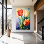 Wall Art titled: Spring Mirage in a Vertical format with: Yellow, Orange, and Beige Colors; Decoration the Entryway wall