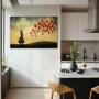 Wall Art titled: Dreaming Among Tulips in a Horizontal format with: Red, and Green Colors; Decoration the Kitchen wall
