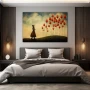 Wall Art titled: Dreaming Among Tulips in a Horizontal format with: Red, and Green Colors; Decoration the Bedroom wall