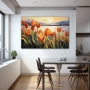 Wall Art titled: Caress of Light and Color in a Horizontal format with: Yellow, Orange, and Green Colors; Decoration the Kitchen wall