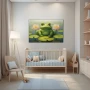 Wall Art titled: The Aquatic Guardian in a Horizontal format with: Pink, and Green Colors; Decoration the Baby wall