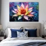 Wall Art titled: Chromatic Lotus in a Horizontal format with: Yellow, Blue, and Violet Colors; Decoration the Bedroom wall