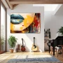 Wall Art titled: Appetizing Crimson in a Horizontal format with: Yellow, Purple, and Red Colors; Decoration the Living Room wall