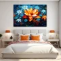 Wall Art titled: The Lake of Illusions in a Horizontal format with: Blue, Sky blue, Orange, and Navy Blue Colors; Decoration the Bedroom wall