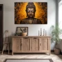 Wall Art titled: Inner Transcendence in a Horizontal format with: and Golden Colors; Decoration the Sideboard wall