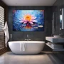 Wall Art titled: Fiery Whisper in a Horizontal format with: Blue, and Pink Colors; Decoration the Bathroom wall