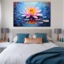 Wall Art titled: Fiery Whisper in a Horizontal format with: Blue, and Pink Colors; Decoration the Bedroom wall