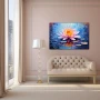 Wall Art titled: Fiery Whisper in a Horizontal format with: Blue, and Pink Colors; Decoration the Living Room wall