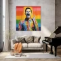 Wall Art titled: Mercury Light in a Square format with: Yellow, Blue, Red, and Green Colors; Decoration the Living Room wall