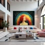 Wall Art titled: Horizon of Identity in a Horizontal format with: Yellow, Blue, and Red Colors; Decoration the Living Room wall