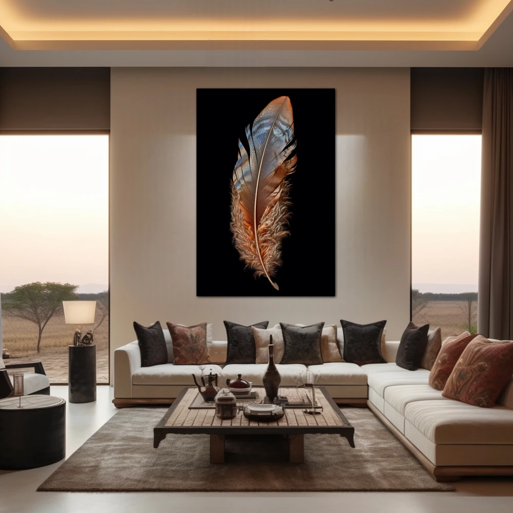 Wall Art titled: Avian Elegance in a Vertical format with: Brown, and Black Colors; Decoration the Living Room wall