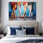 Wall Art titled: The Crossing of Desire in a Horizontal format with: Blue, Orange, and Red Colors; Decoration the Bedroom wall