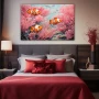 Cuadro Navegantes de Almohadas Rosas en formato horizontal con colores Celeste, Naranja, Rosa; Decorando pared de Habitación dormitorio